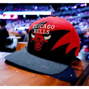 Chicago Bulls Shark Tooth / Stooth (Red Dome & Black) Cap Hat by Mitchell & Ness